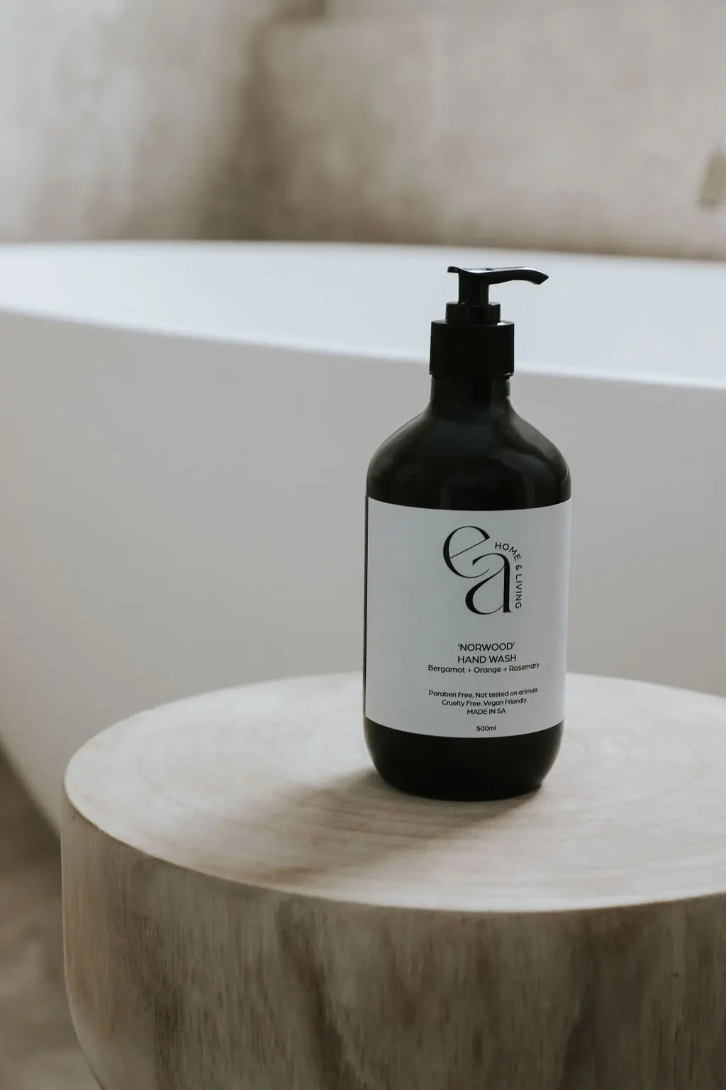 Lifestyle shot of Norwood Handwash sitting on pedestal